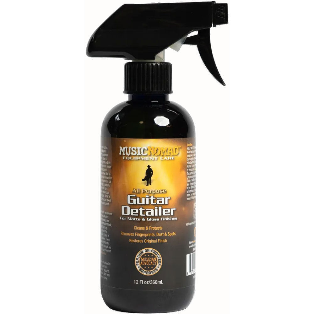 Music Nomad Guitar Detailer, 360ml - Cleaner for Matte & Gloss Finishes, UV Protectant, Anti-Static, Smells Great, Eco-Friendly PET Bottle