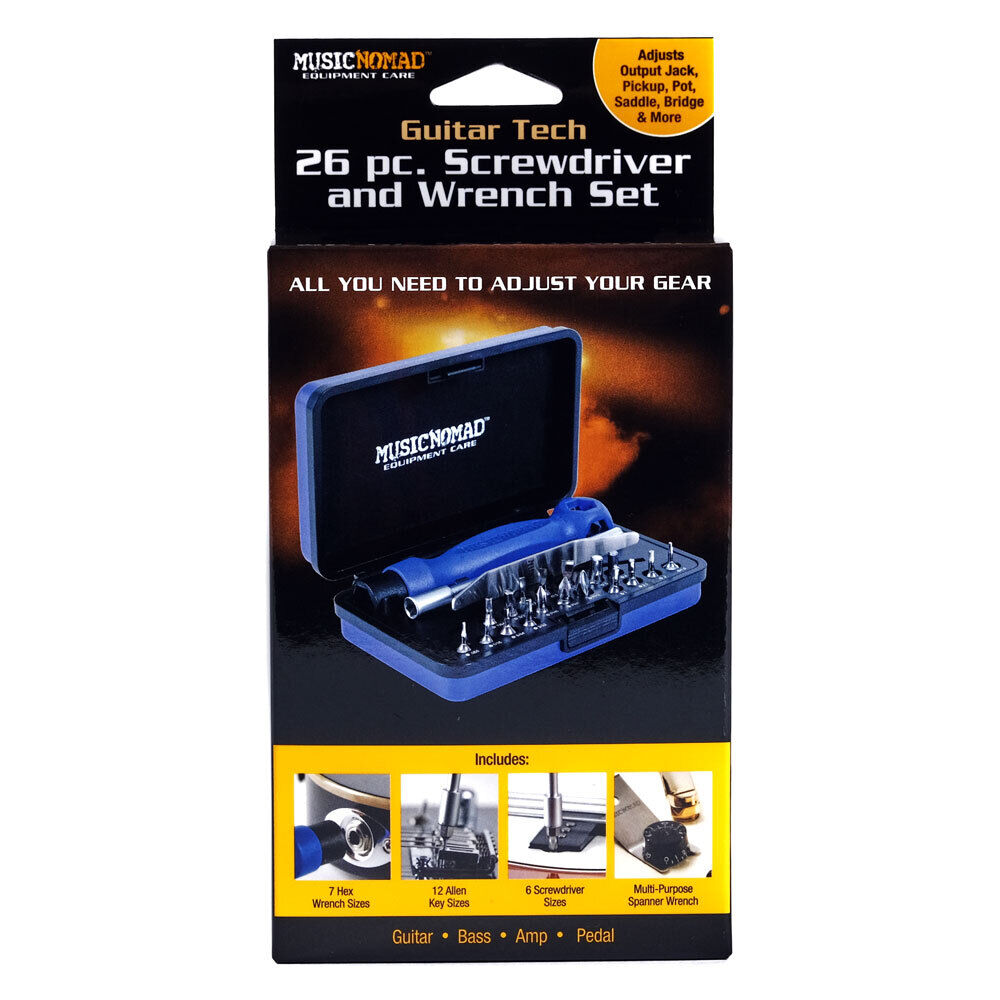 Music Nomad Guitar Tech Screwdriver & Wrench Set with 18 Bits, 7 Hex Sizes, Premium Spanner Wrench, Ergonomic Handle, Aluminum Case — view 2