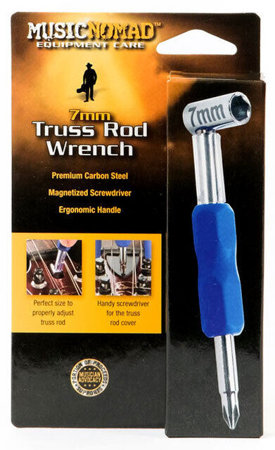 Music Nomad 7mm Premium Truss Rod Wrench with Carbon Steel, Ergonomic Handle, Magnetized Screwdriver, Protective Bumper