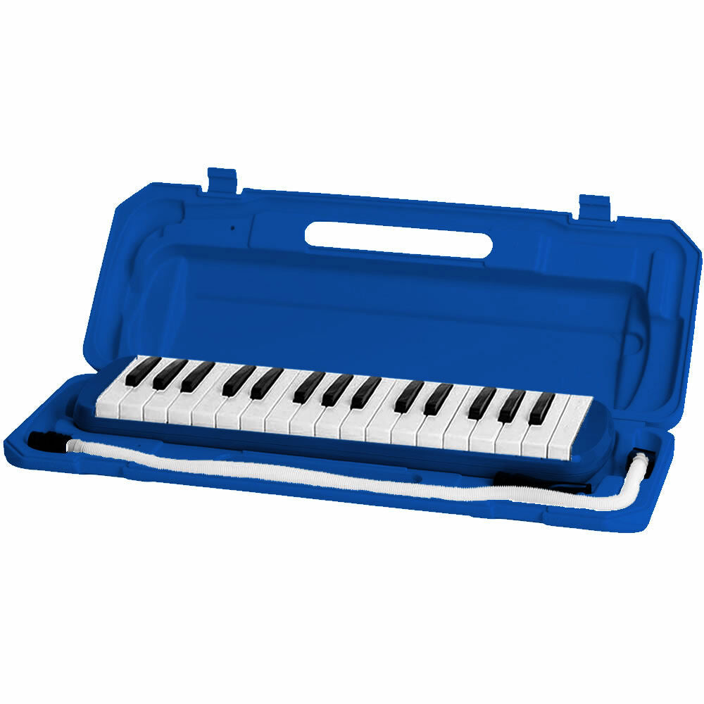Maxtone 32-Key Melodica Blue with Carrying Case, Blowing Tube, and Mouthpiece