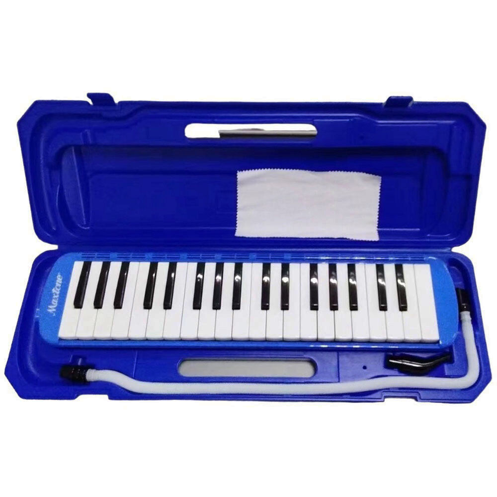 Maxtone 37-Key Melodica in Blue with Blowing Tube, Mouthpiece, and Carrying Case