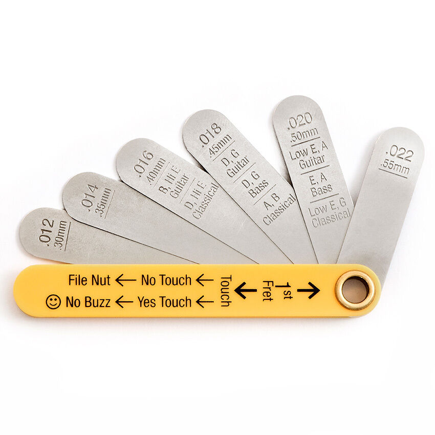 Music Nomad Precision Nut Height Gauge for Guitar Setup with Laser Etched Sizes and Easy Instructions