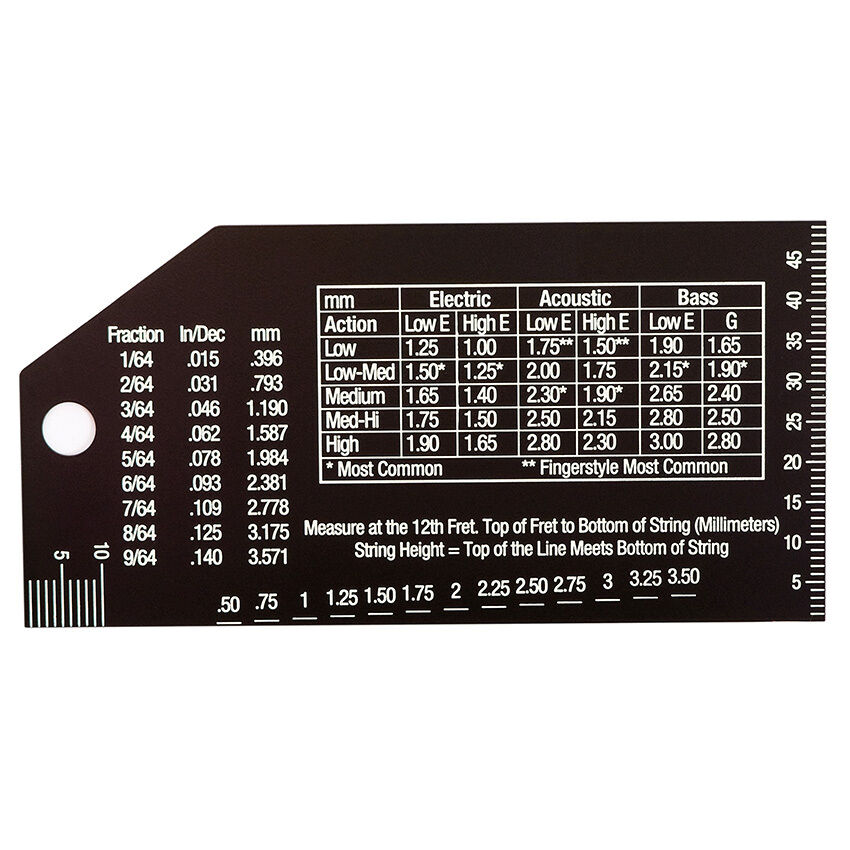 Music Nomad Precision String Action Gauge - Stainless Steel Tool with Measurements in Inches, Metric & Fret Rocker Feature — view 3
