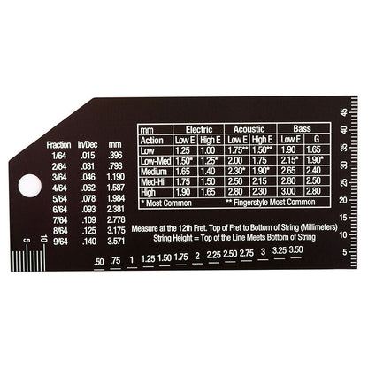 Music Nomad Precision String Action Gauge - Stainless Steel Tool with Measurements in Inches, Metric & Fret Rocker Feature — view 3
