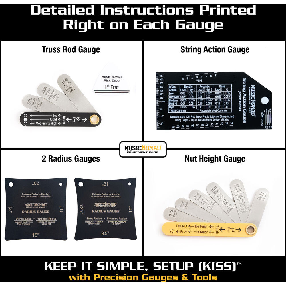 Music Nomad 6-Piece Precision Setup Gauge Set for Guitar & Bass — view 2