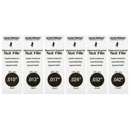 Music Nomad Electric Guitar Nut File Set - Diamond Coated, 6-Piece for Super Light Strings, Includes Aluminum Case — view 3