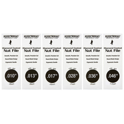 Music Nomad Electric Guitar Nut File Set for Light Strings - 6 Piece with Diamond Coating and Ergonomic Handle — view 3