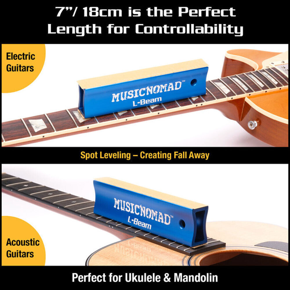 Music Nomad 7" Fret Leveler L-Beam for Guitar, Ukulele & Mandolin with Ergonomic Handle and 3M Gold Abrasive Strips — view 4