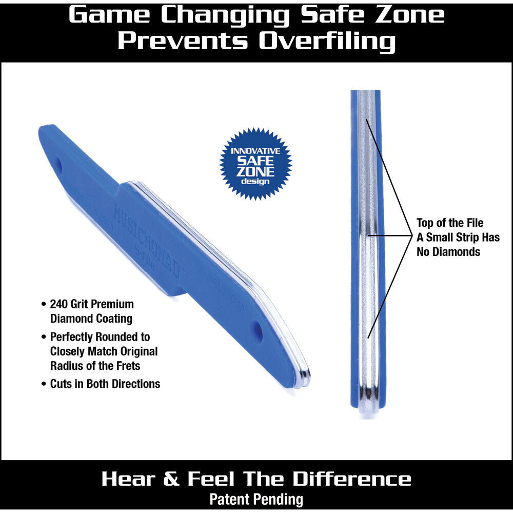 Music Nomad Diamond Coated Safe Zone Guitar Fret Crowning File S-File — view 3