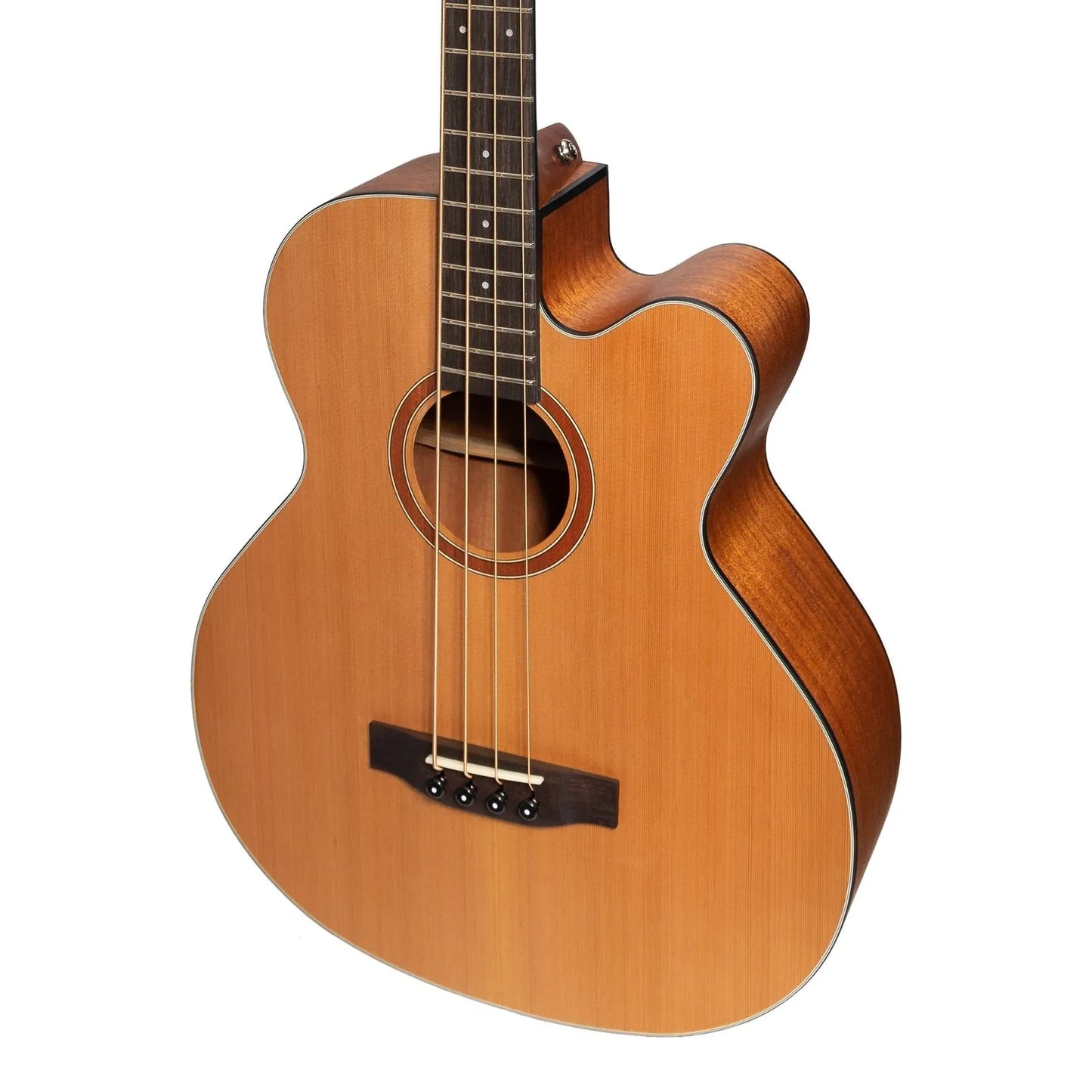 Martinez MNBC-15S-COP Natural Series Solid Cedar Top Acoustic-Electric Cutaway Bass Guitar — view 4