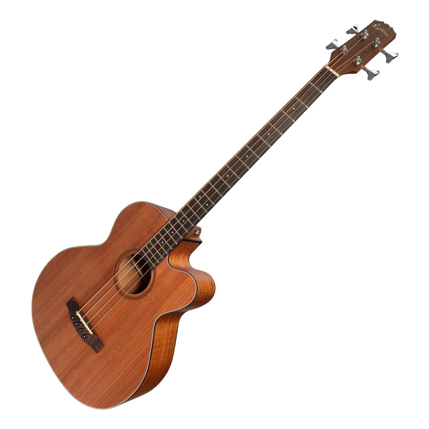 Martinez MNBC-15S-MOP Natural Series Solid Mahogany Top Acoustic-Electric Cutaway Bass Guitar - Left-Handed Option Available — view 2