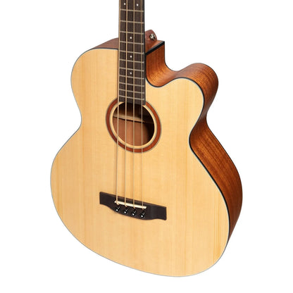 Martinez Natural Series Solid Spruce Top Acoustic-Electric Cutaway Bass Guitar MNBC-15S-SOP Open Pore Natural 4 Strings — view 4