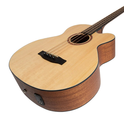 Martinez Natural Series Solid Spruce Top Acoustic-Electric Cutaway Bass Guitar MNBC-15S-SOP Open Pore Natural 4 Strings — view 6