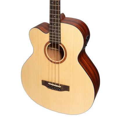 Martinez MNBC-15SL-SOP Left Handed Acoustic-Electric Cutaway Bass Guitar Solid Spruce Top Open Pore Natural — view 4