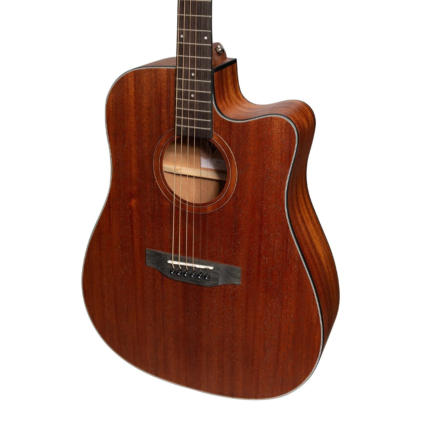 Martinez MNDC-15 Mahogany Top Acoustic-Electric Dreadnought Cutaway Guitar Open Pore Natural — view 4