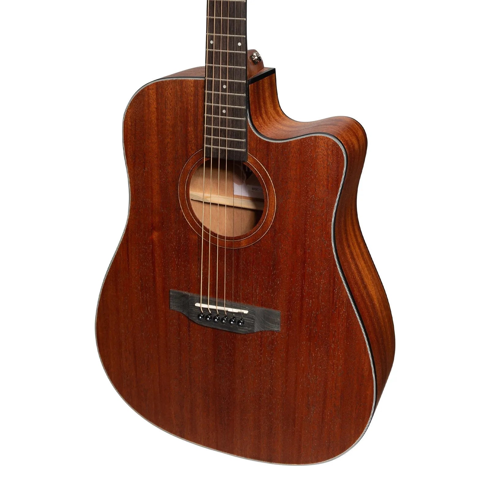 Martinez MNDC-15 Mahogany Top Acoustic-Electric Dreadnought Cutaway Guitar Open Pore Natural — view 4