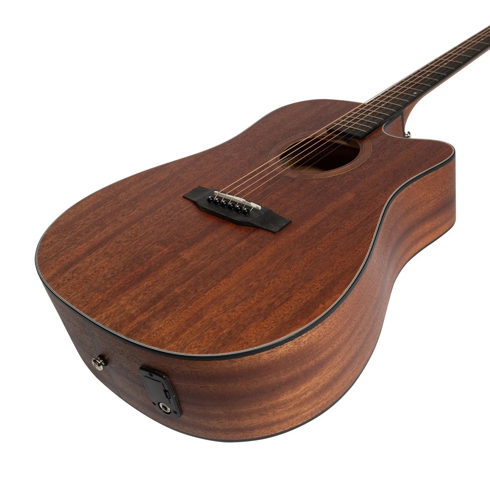 Martinez MNDC-15 Mahogany Top Acoustic-Electric Dreadnought Cutaway Guitar Open Pore Natural — view 6