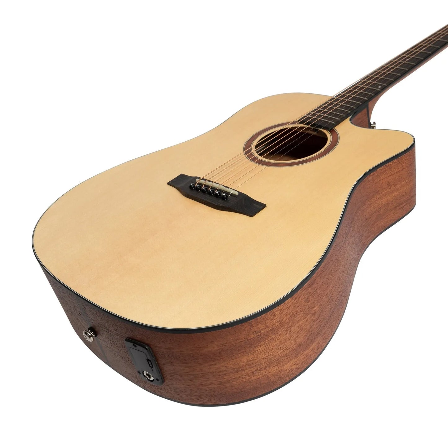 Martinez MNDC-15 Natural Series Spruce Top Acoustic-Electric Dreadnought Cutaway Guitar Open Pore — view 6