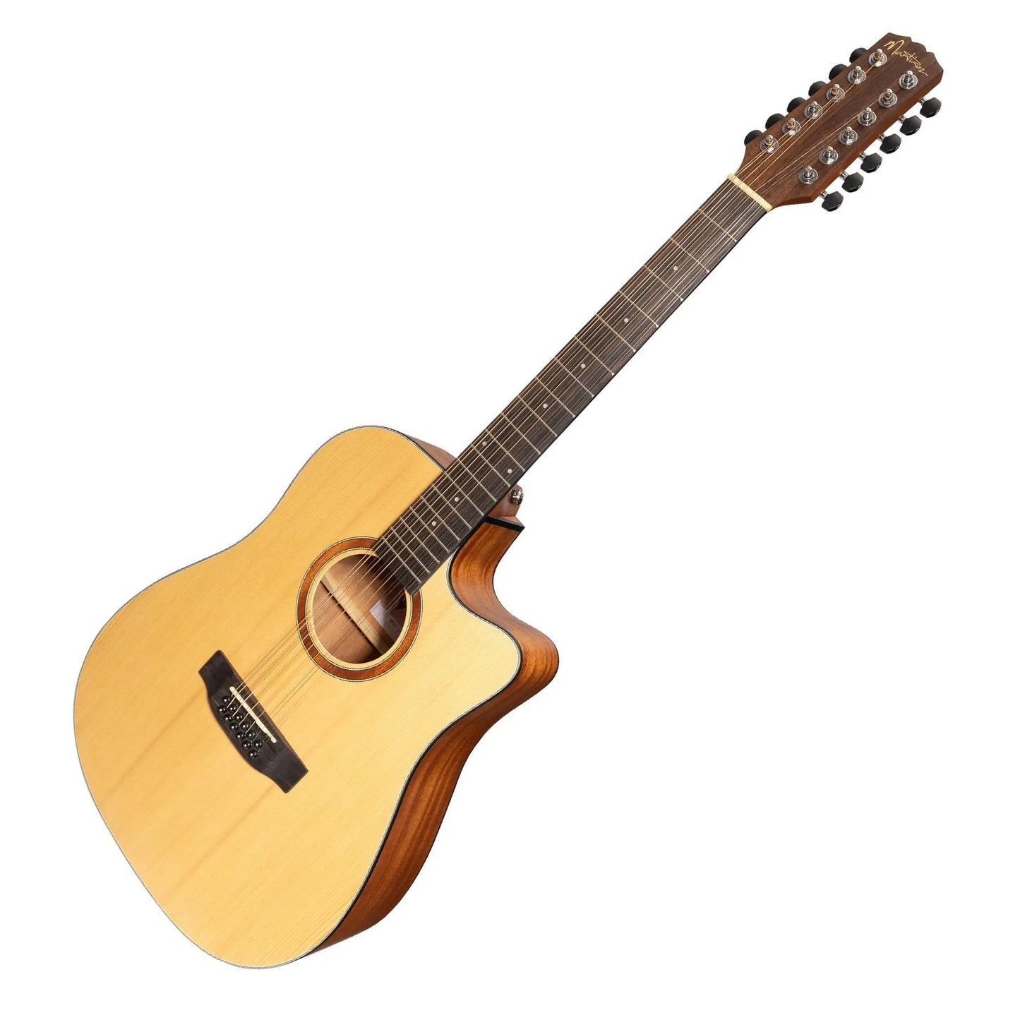 Martinez Natural Series Spruce Top 12-String Acoustic-Electric Dreadnought Cutaway Guitar MNDC-1512 Open Pore — view 3