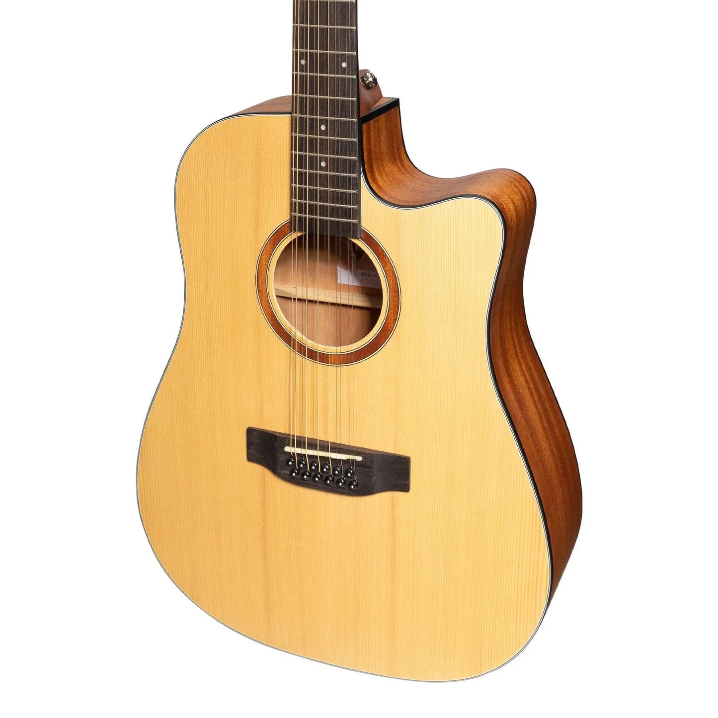 Martinez Natural Series Spruce Top 12-String Acoustic-Electric Dreadnought Cutaway Guitar MNDC-1512 Open Pore — view 4