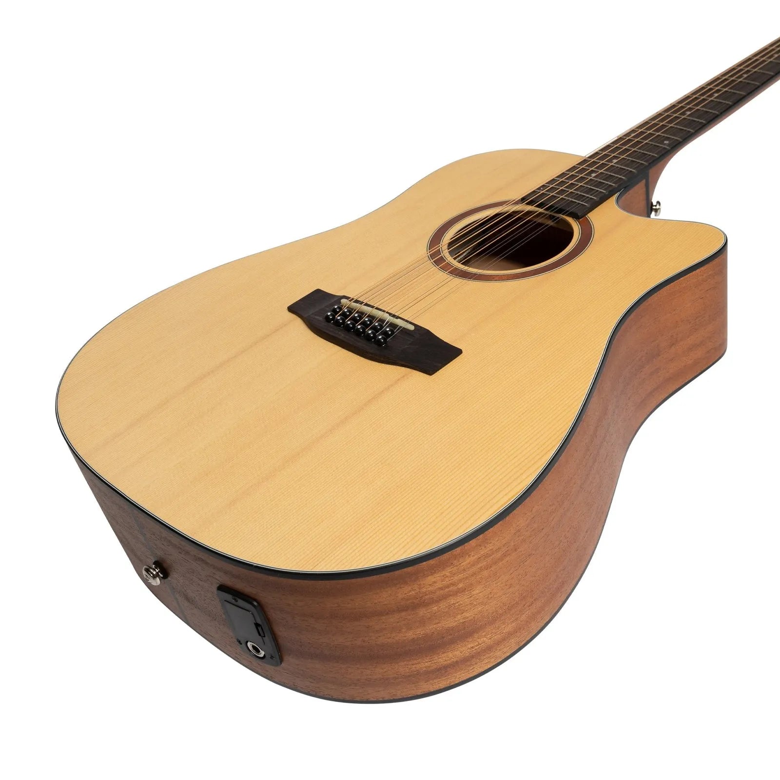 Martinez Natural Series Spruce Top 12-String Acoustic-Electric Dreadnought Cutaway Guitar MNDC-1512 Open Pore — view 6