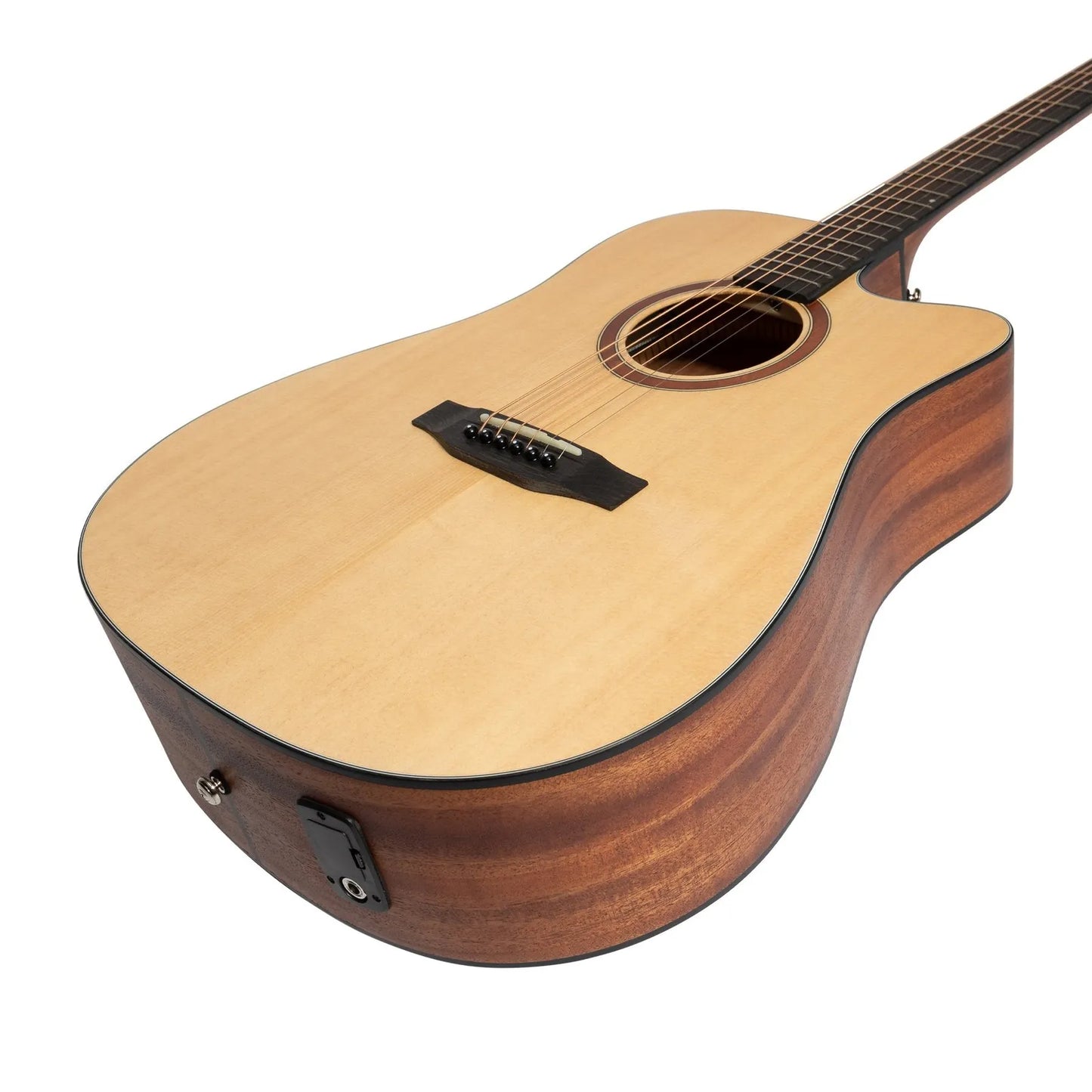 Martinez Natural Series Solid Spruce Top Acoustic-Electric Dreadnought Cutaway Guitar MNDC-15S Open Pore — view 6
