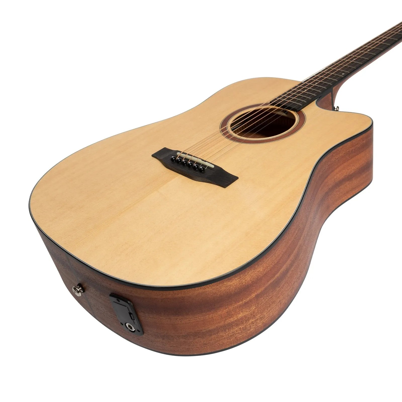 Martinez Natural Series Solid Spruce Top Acoustic-Electric Dreadnought Cutaway Guitar MNDC-15S Open Pore — view 6