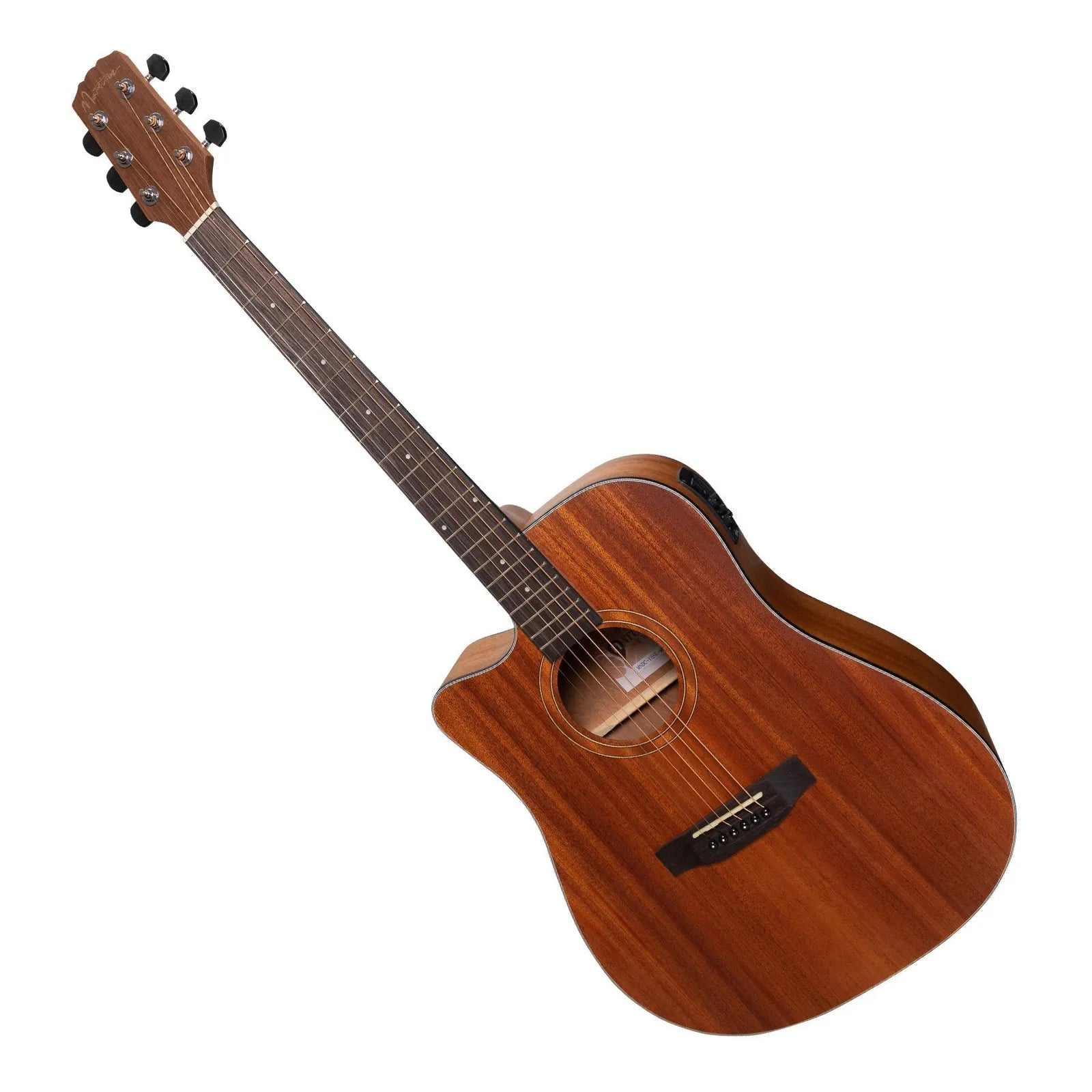 Martinez Natural Series Left Handed Solid Mahogany Top Acoustic-Electric Dreadnought Cutaway Guitar MNDC-15SL Open Pore Natural — view 3