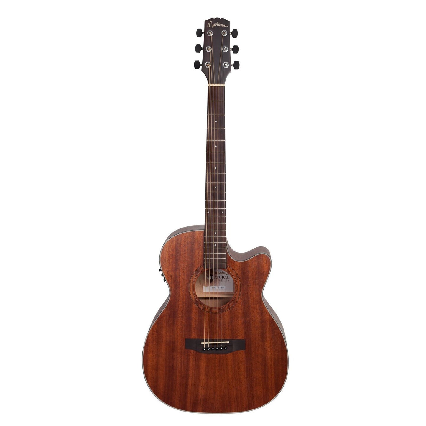 Martinez 'Natural Series' Mahogany Top Acoustic-Electric Small Body Cutaway Guitar (Open Pore)