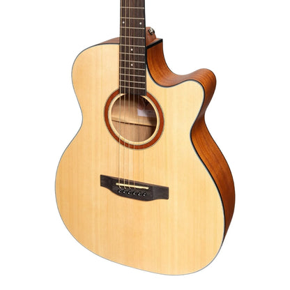 Martinez MNFC-15-SOP Natural Series Spruce Top Acoustic-Electric Small Body Cutaway Guitar Open Pore — view 4