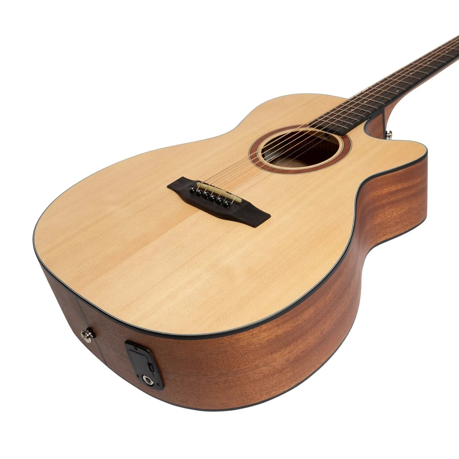 Martinez MNFC-15-SOP Natural Series Spruce Top Acoustic-Electric Small Body Cutaway Guitar Open Pore — view 6