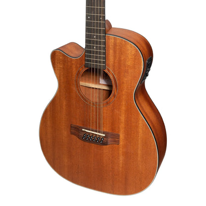 Martinez MNFC-1512L-MOP Natural Series Left Handed Mahogany Top 12-String Acoustic-Electric Small Body Cutaway Guitar — view 4