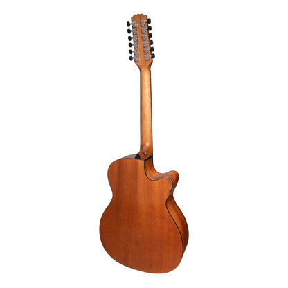 Martinez MNFC-1512L-MOP Natural Series Left Handed Mahogany Top 12-String Acoustic-Electric Small Body Cutaway Guitar — view 2
