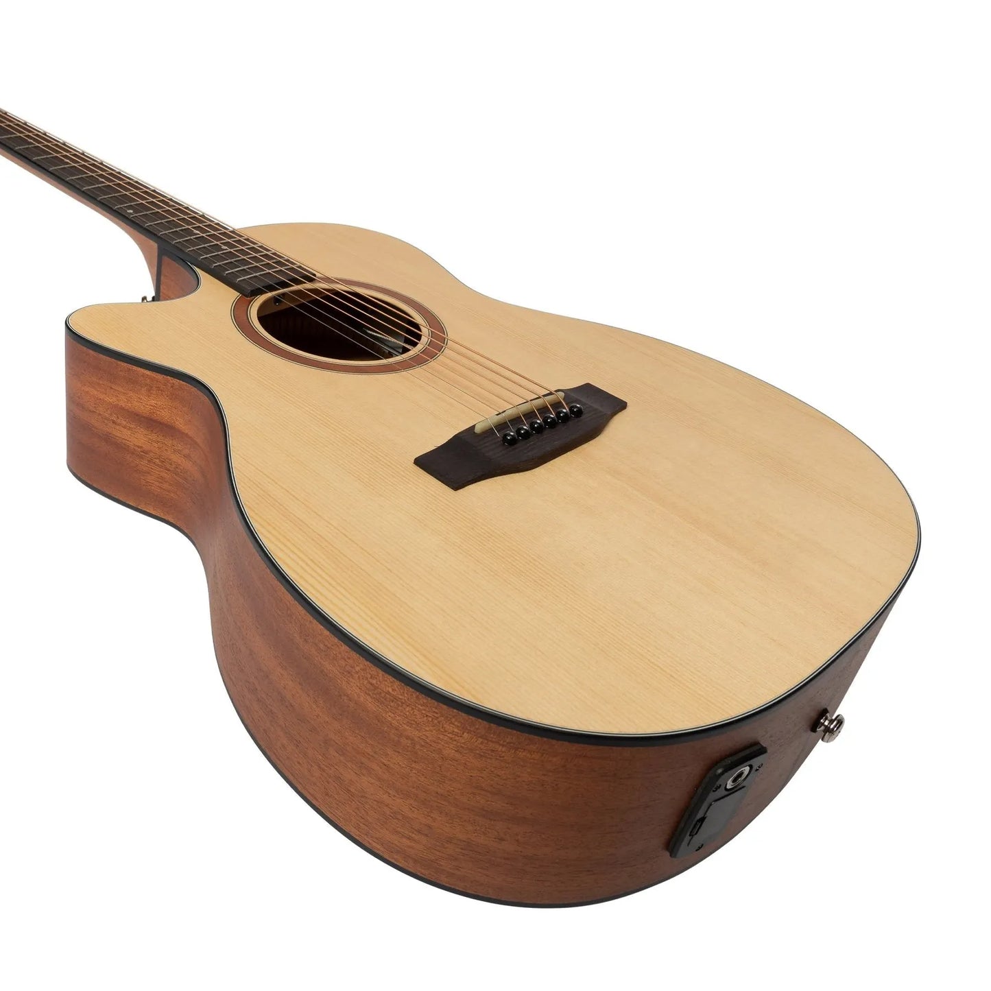 Martinez Natural Series Left Handed Acoustic-Electric Small Body Cutaway Guitar MNFC-15L Open Pore — view 6