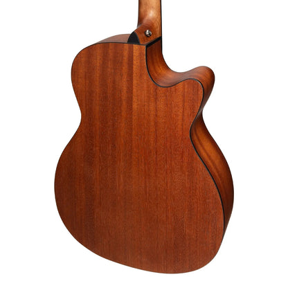 Martinez Natural Series Left Handed Solid Mahogany Top Acoustic-Electric Small Body Cutaway Guitar MNFC-15SL-MOP — view 5