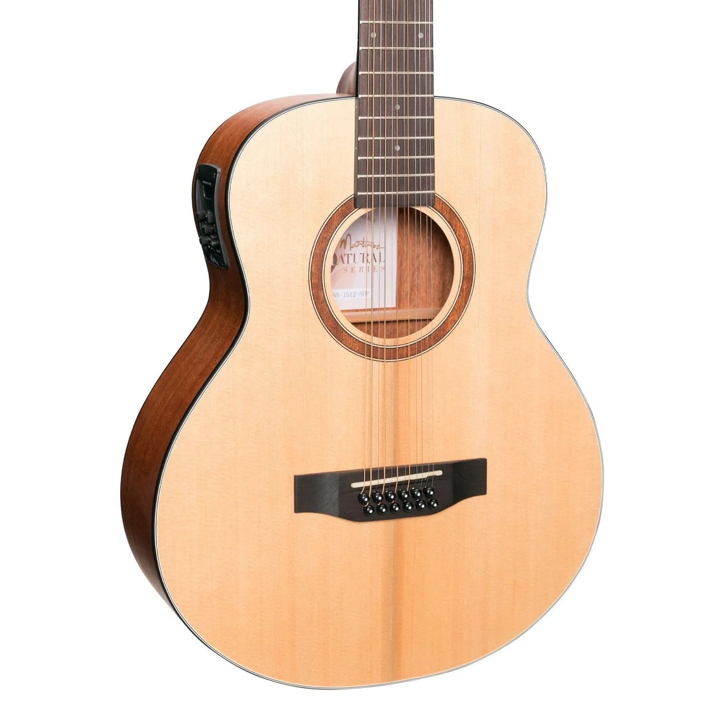 Martinez Natural Series MNS-1512-SOP 12-String Acoustic-Electric Mini Guitar Open Pore Natural — view 6