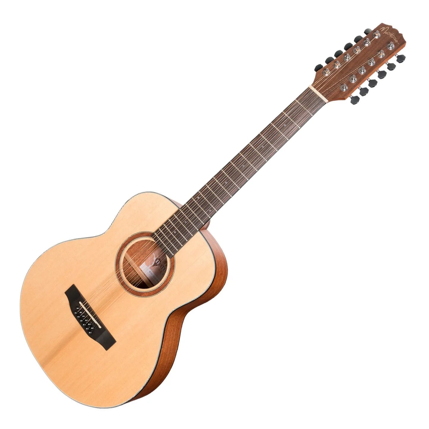 Martinez Natural Series MNS-1512-SOP 12-String Acoustic-Electric Mini Guitar Open Pore Natural — view 3