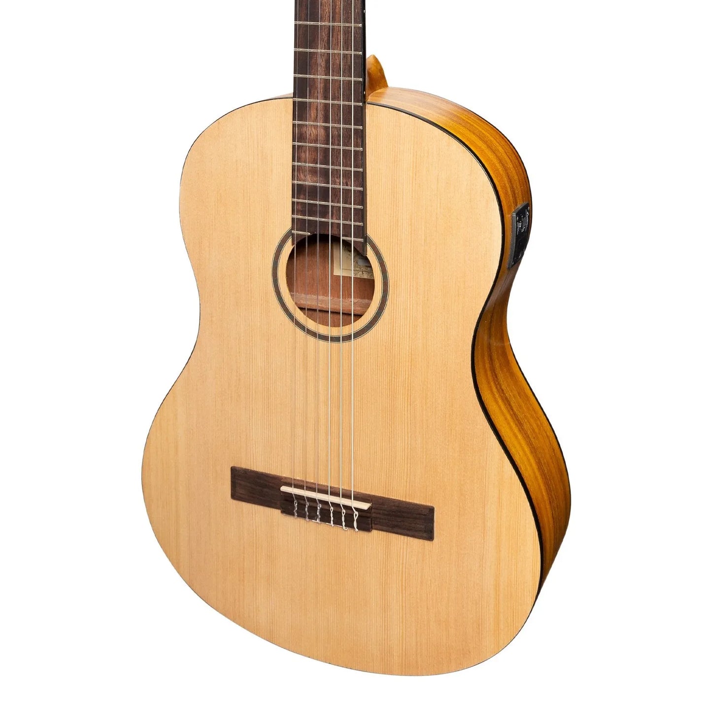 Martinez Left Handed Full Size Student Classical Guitar Pack with Built In Tuner - Spruce/Koa — view 5