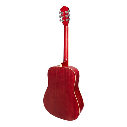 Martinez '41 Series' Dreadnought Acoustic Guitar Pack - Pink - Includes Gig Bag, Tuner, Picks, Strap - Right-Handed - 6 Strings — view 3