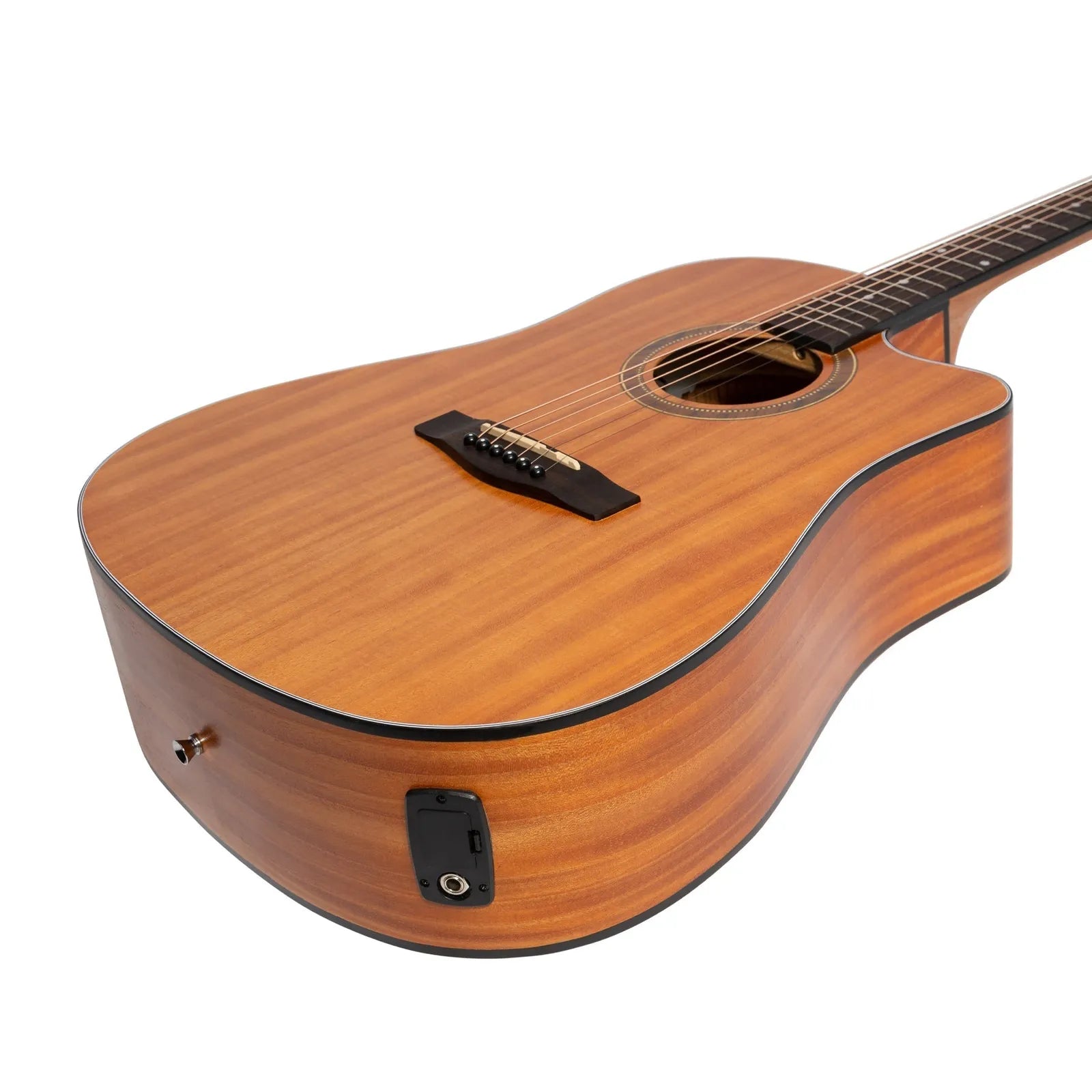 Martinez '41 Series' Dreadnought Cutaway Acoustic-Electric Guitar Pack - Mahogany, Right-Handed, Includes Gig Bag, Tuner & Accessories — view 6
