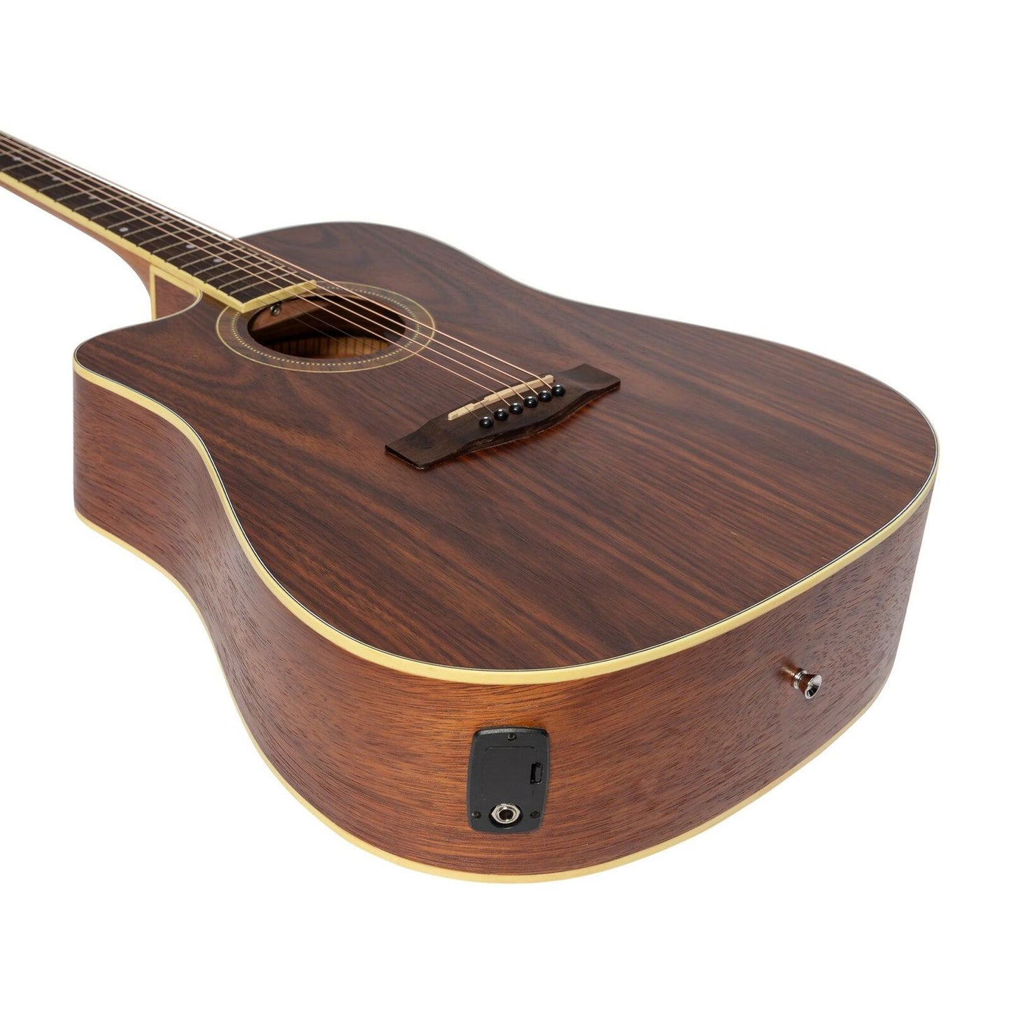 Martinez Left Hand '41 Series' Dreadnought Cutaway Acoustic-Electric Guitar Pack with Gig Bag, Tuner, and Accessories - Rosewood — view 6