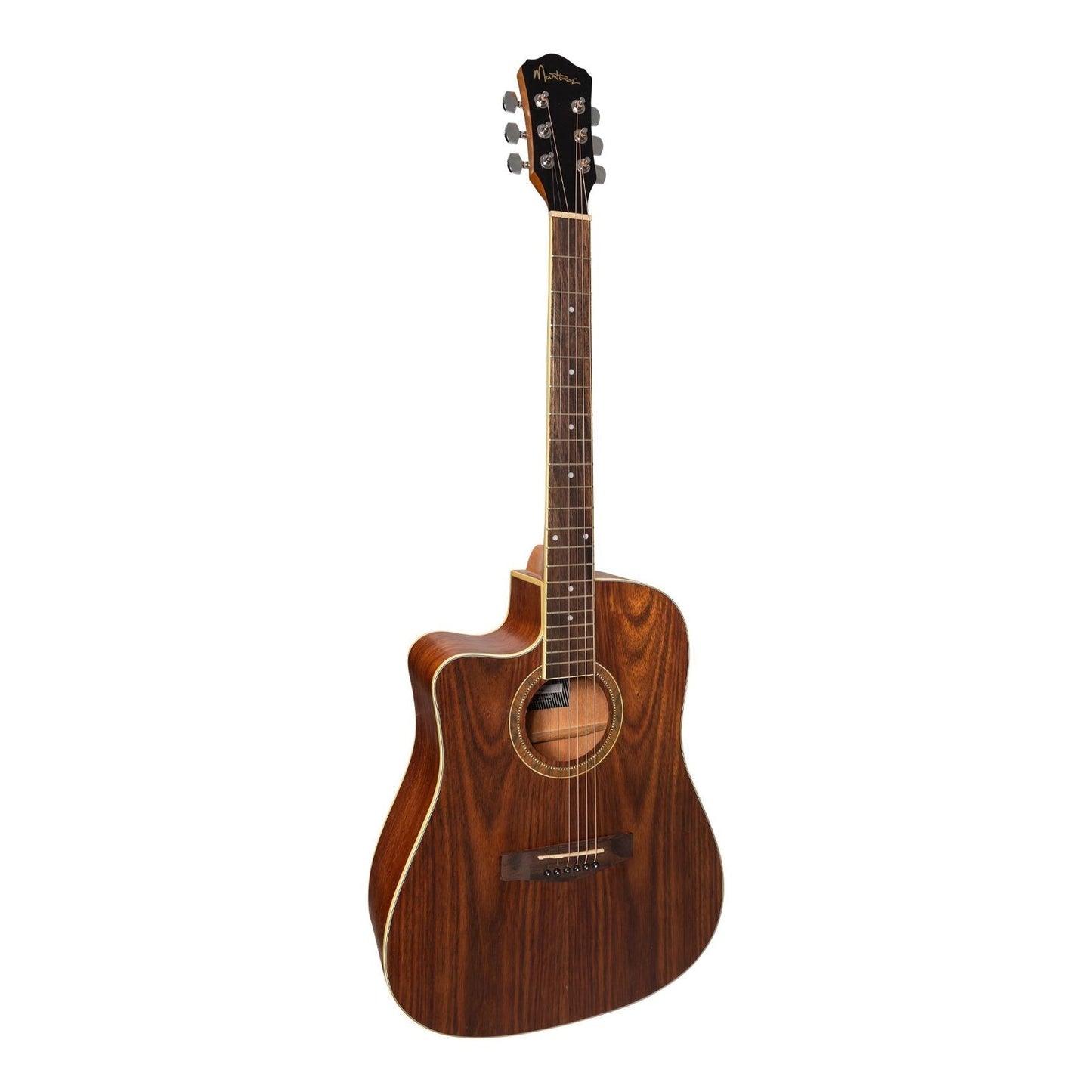 Martinez Left Hand '41 Series' Dreadnought Cutaway Acoustic-Electric Guitar Pack with Gig Bag, Tuner, and Accessories - Rosewood — view 2