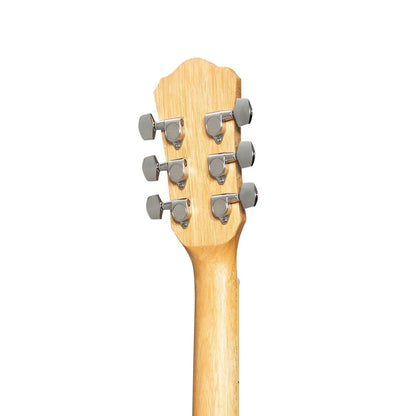 Martinez '41 Series' Folk Size Acoustic Guitar Pack with Built-in Tuner, Natural Finish, Includes Gig Bag, Picks, and Strap — view 6