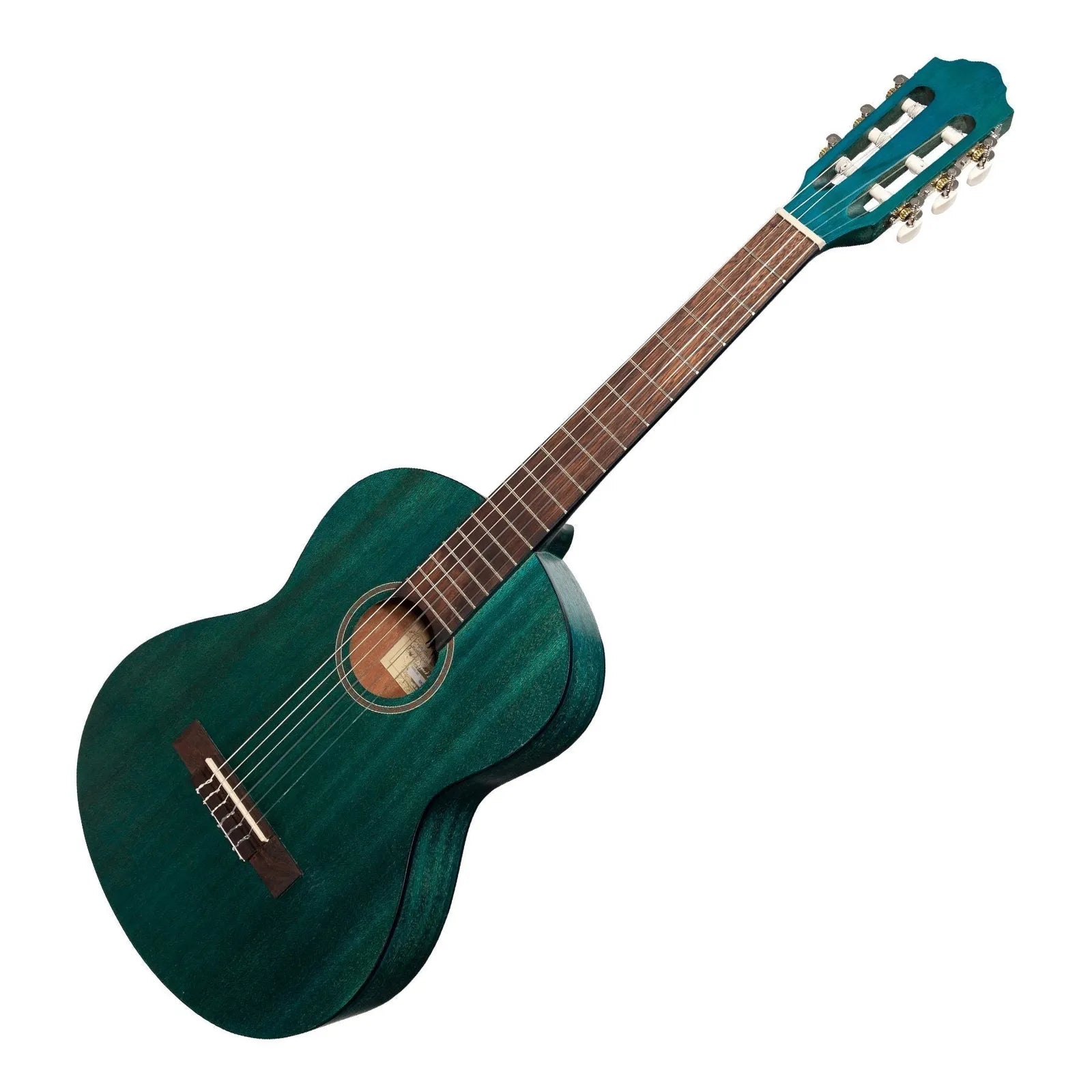 Martinez Slim Jim 3/4 Size Student Classical Guitar Pack with Built-In Tuner, Teal Green — view 4