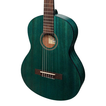 Martinez Slim Jim 3/4 Size Student Classical Guitar Pack with Built-In Tuner, Teal Green — view 5