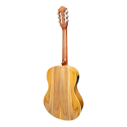 Martinez Slim Jim Full Size Electric Classical Guitar Pack with Pickup and Tuner (Jati-Teakwood) — view 3