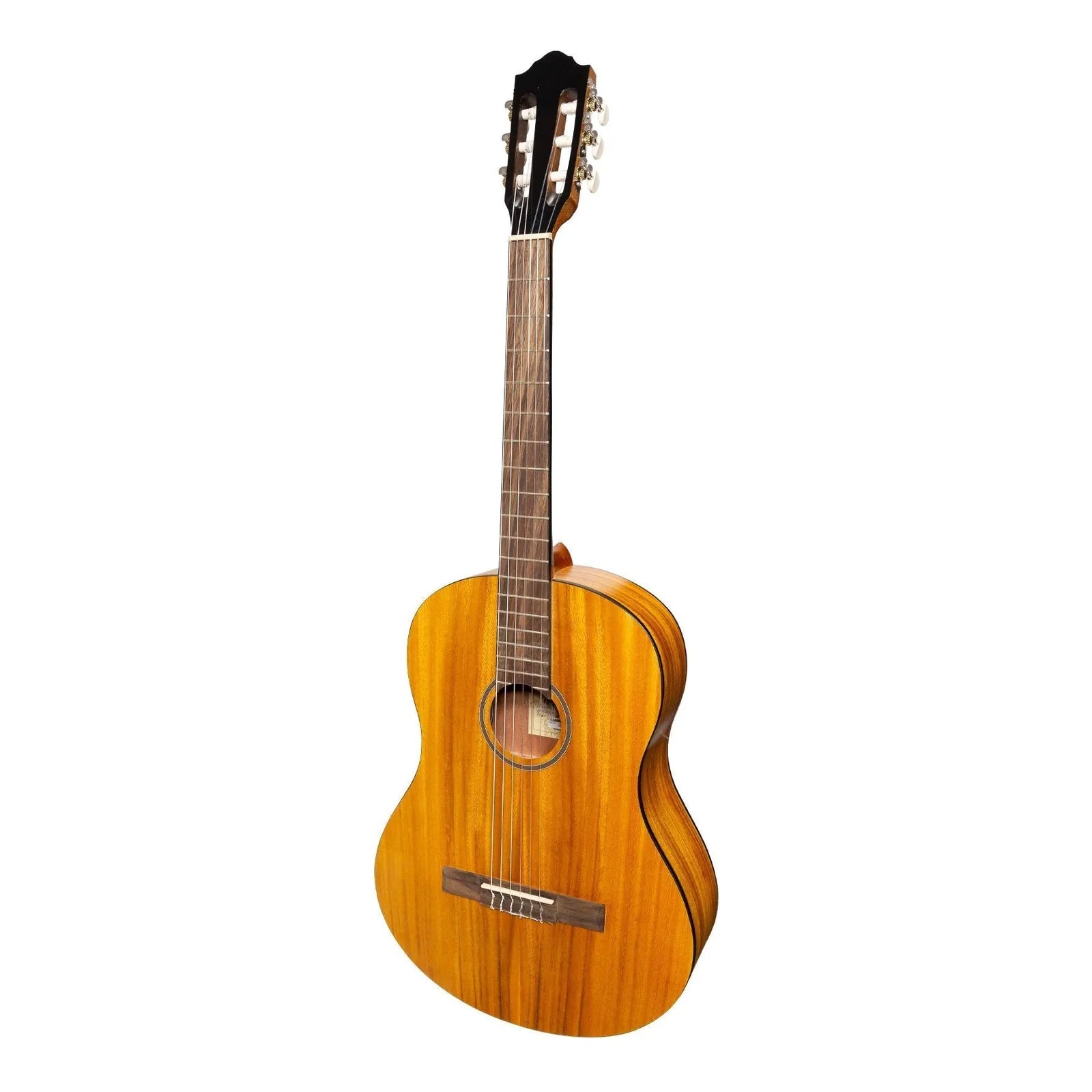 Martinez Slim Jim Full Size Electric Classical Guitar Pack with Pickup and Tuner - Koa — view 2