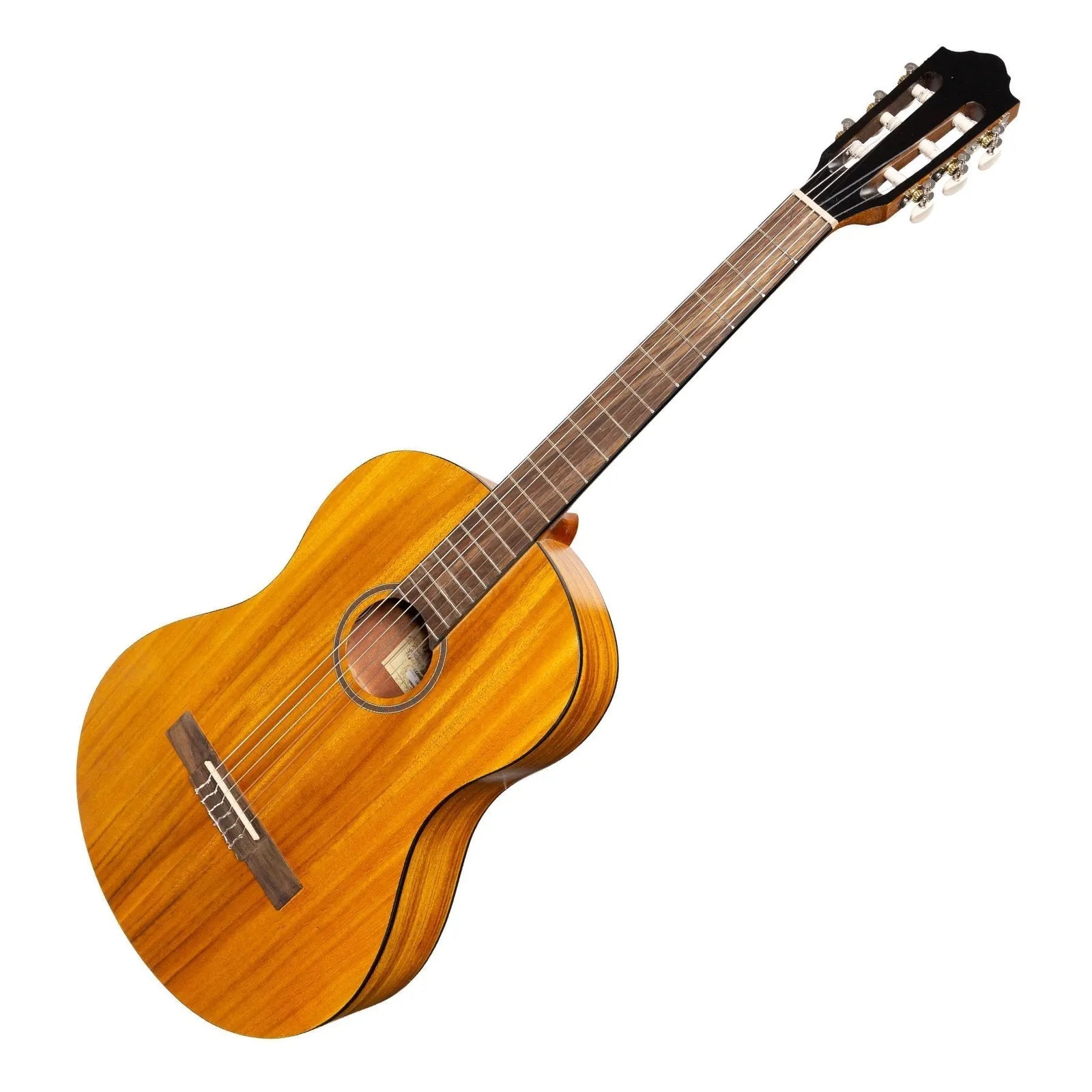 Martinez Slim Jim Full Size Electric Classical Guitar Pack with Pickup and Tuner - Koa — view 4