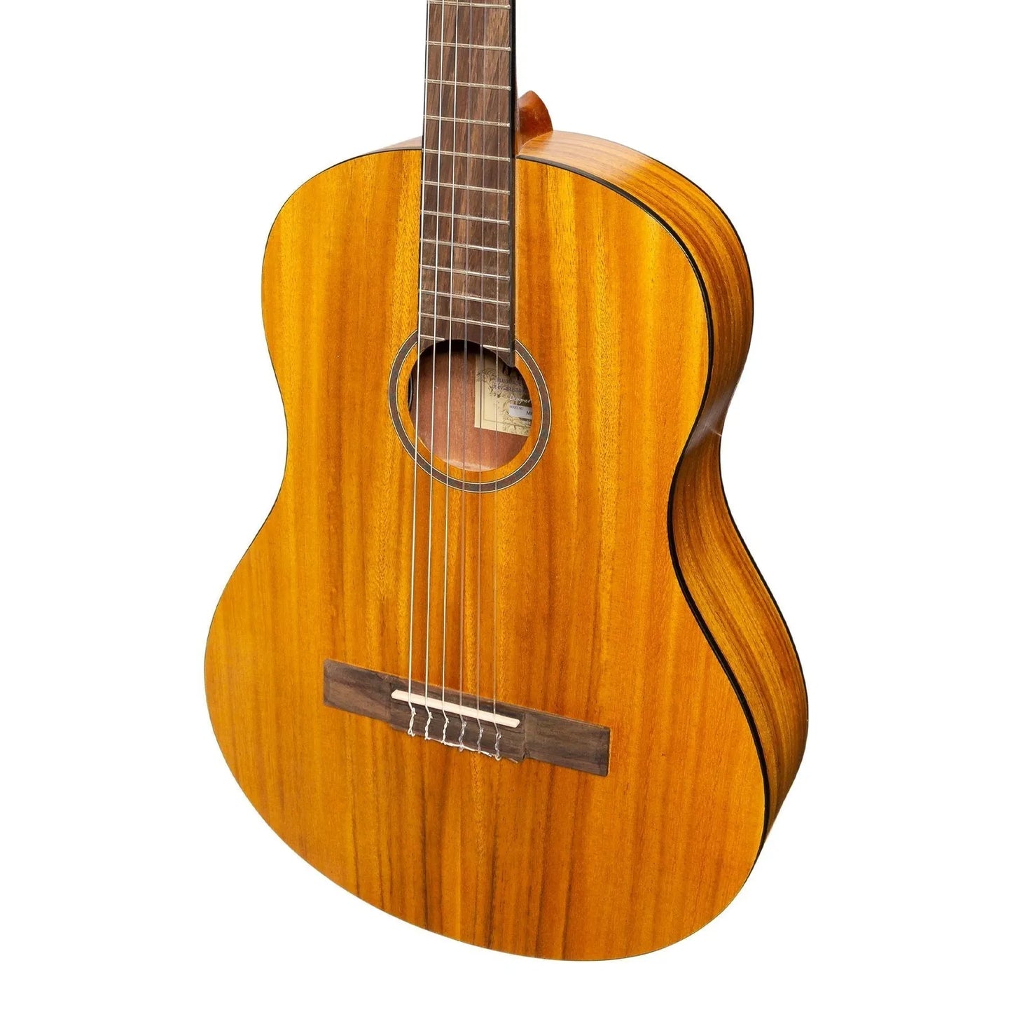 Martinez Slim Jim Full Size Electric Classical Guitar Pack with Pickup and Tuner - Koa — view 5