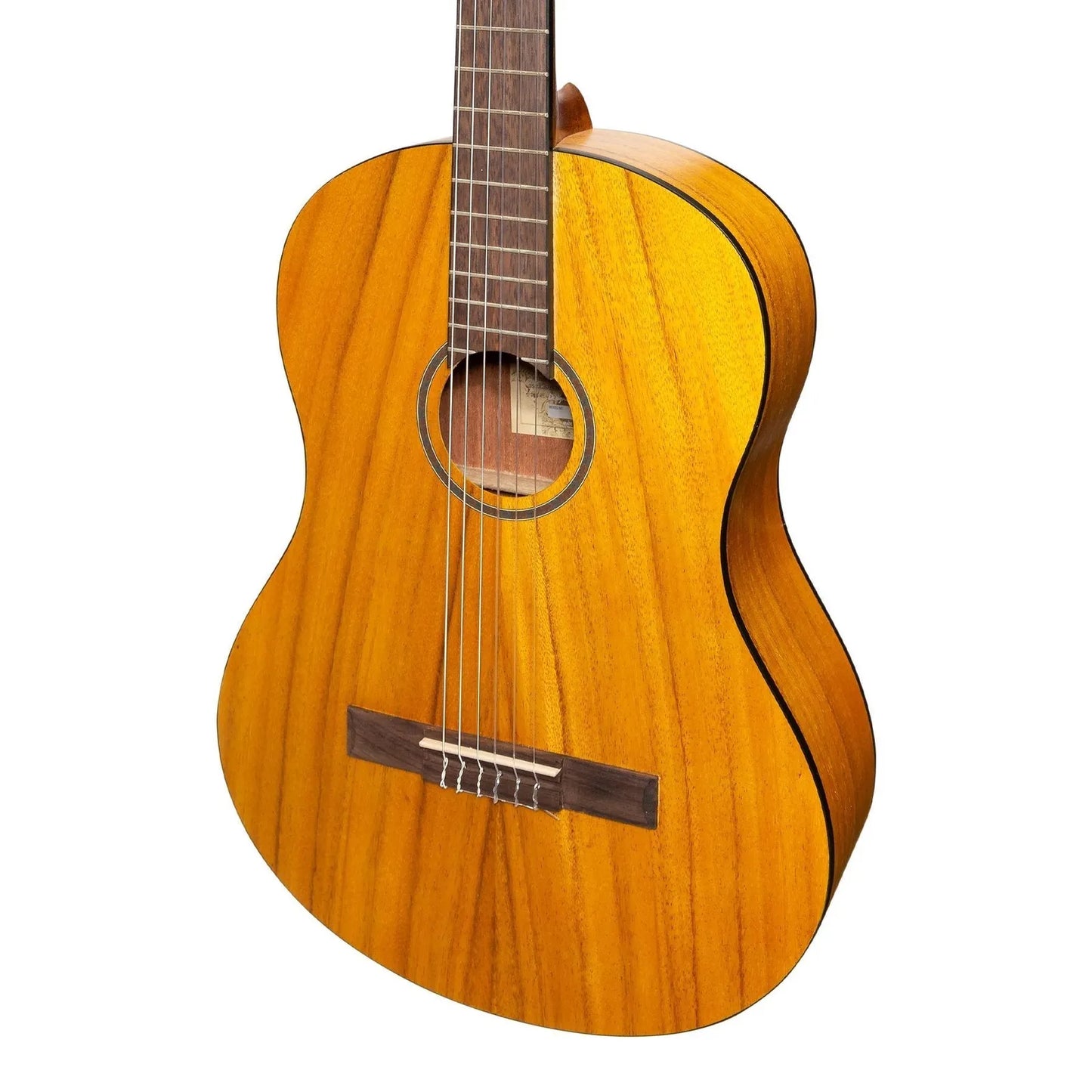 Martinez Slim Jim Full Size Student Classical Guitar Pack with Built In Tuner Koa — view 5